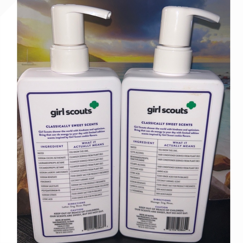 Native Girl Scouts Coconut Caramel Shampoo Conditioner Set Samoas 16.5oz - Picture 2 of 2